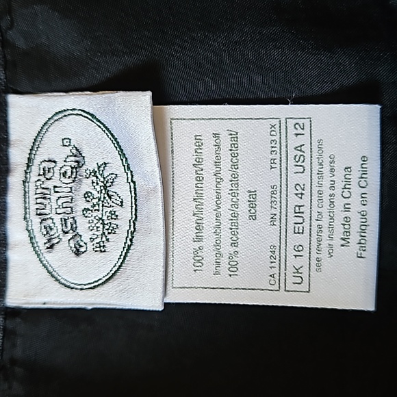 Laura Ashley Black 100% Linen Trousers Tapered Pleated Pants Size 12 - Picture 17 of 17